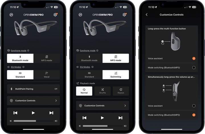 The OpenSwim Pro in the Shokz App.
