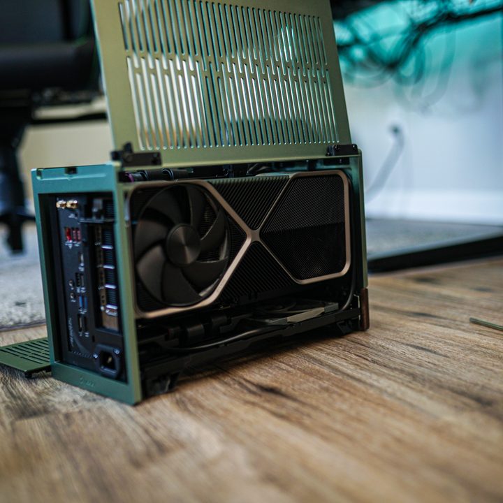 The RTX 4090 inside the Fractal Terra case.