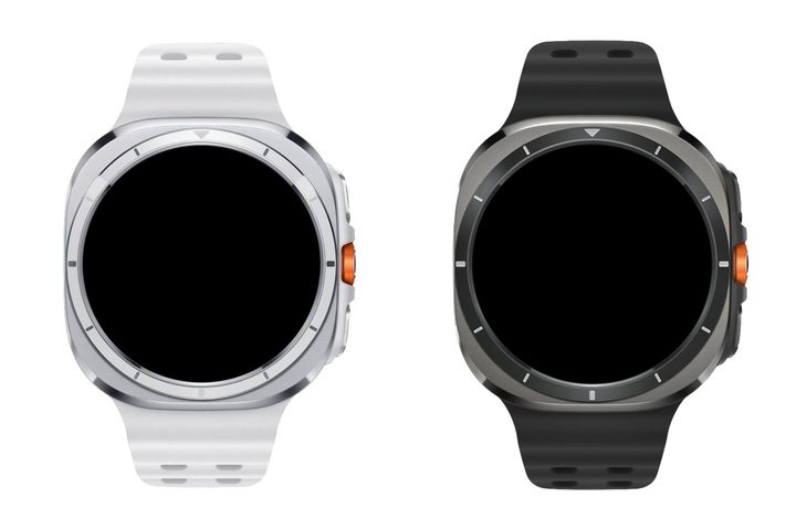 Renders of the Samsung Galaxy Watch Ultra in white and black.