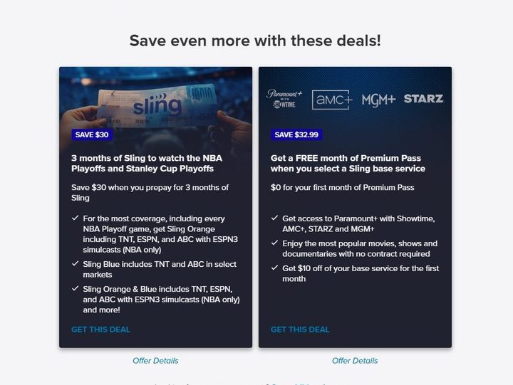 Where to get the Sling with Premium for free deal.