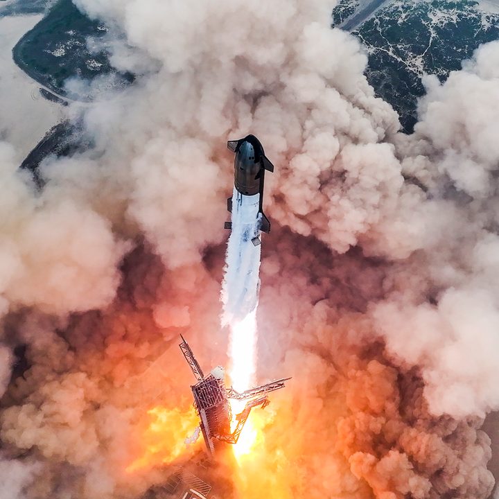 SpaceX's Starship launching on its fourth test flight.