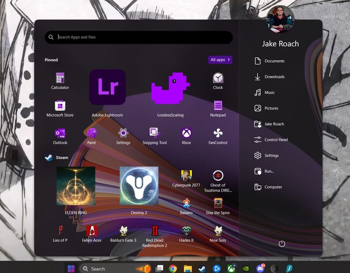 The Start menu using Start11 in Windows 11.