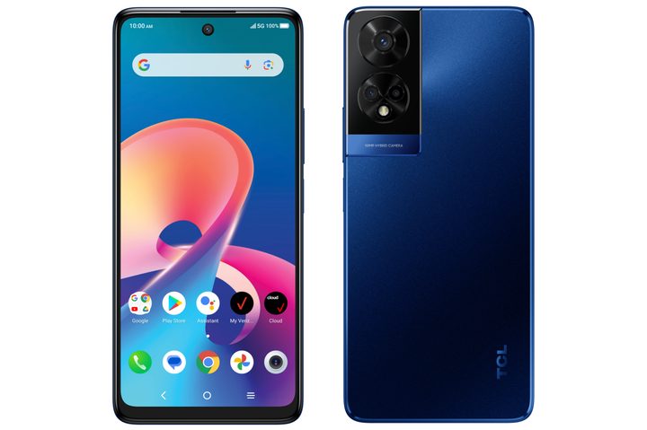 The front and back of the TCL 50 XE 5G smartphone.