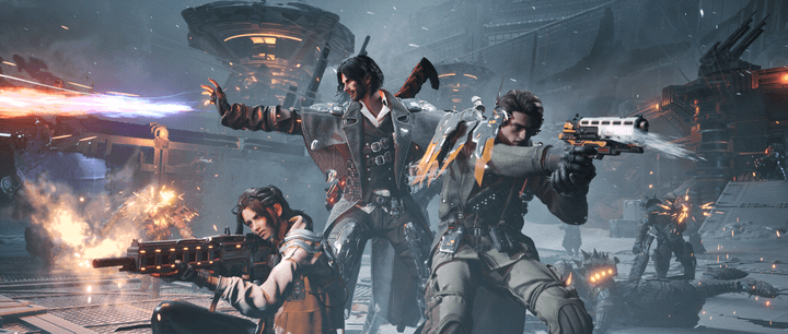 A squad fires guns in The First Descendant.