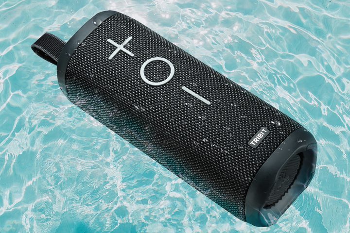 The Tribit StormBox 2 Bluetooth speaker in water.