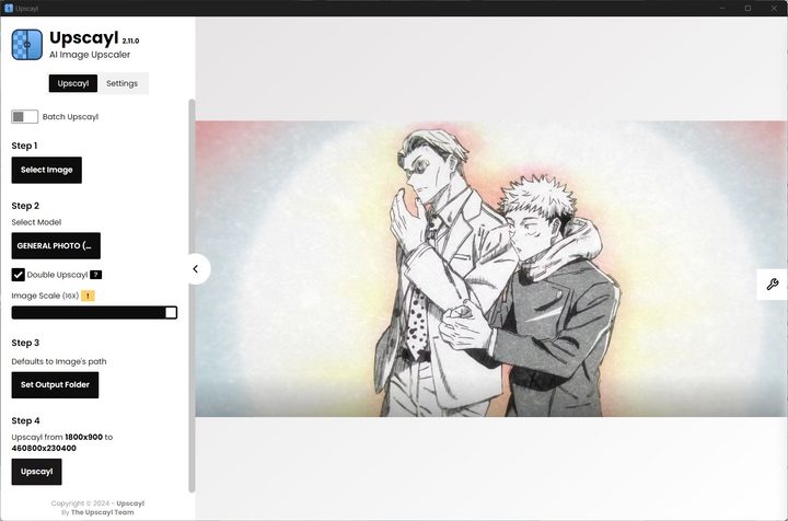 The Upscayl app running on Windows.