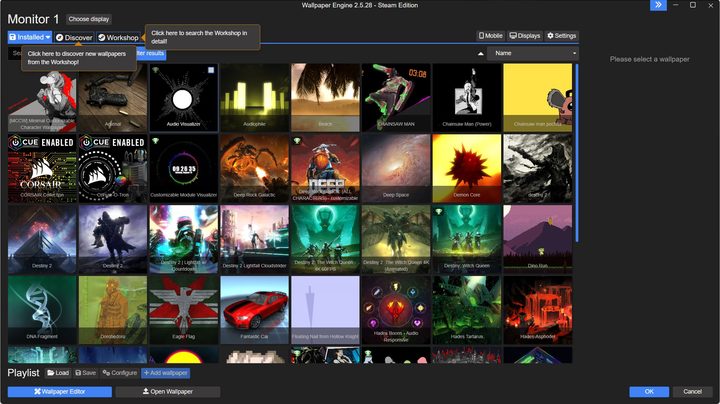 Wallpaper Engine running on Windows.