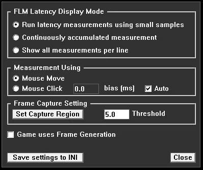 A screenshot of AMD's Frame Latency Meter software.