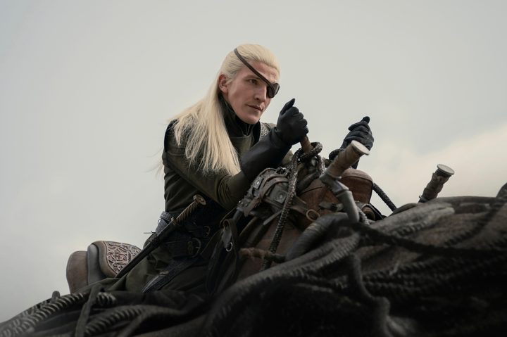 Aemond rides Vhagar in House of the Dragon season 2.