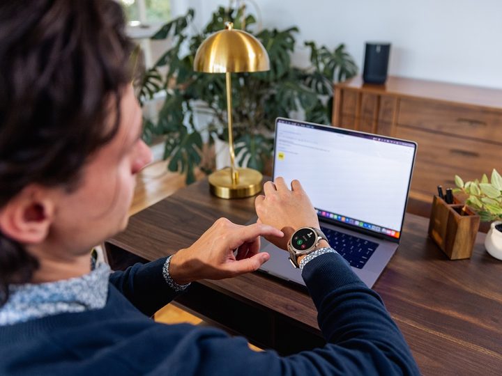 Amazfit Balance smartwatch used for conference call
