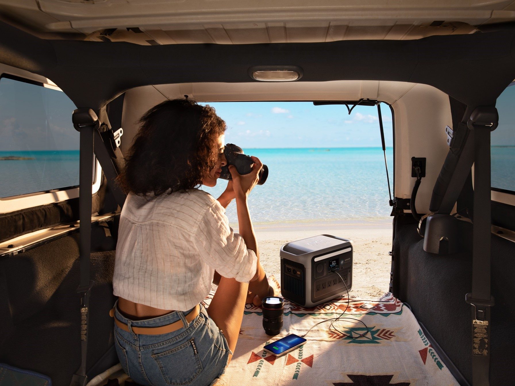 Anker SOLIX C1000 lifestyle image used on beach - Prime Day shopping guide