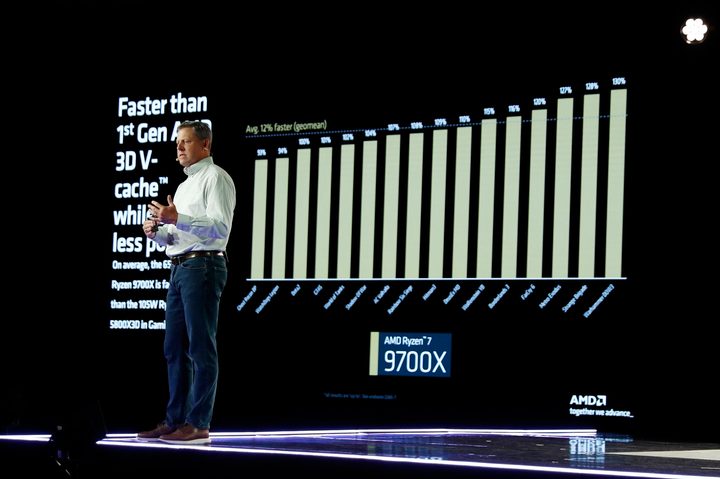 David McAfee presenting AMD's new Ryzen 9000 CPUs.
