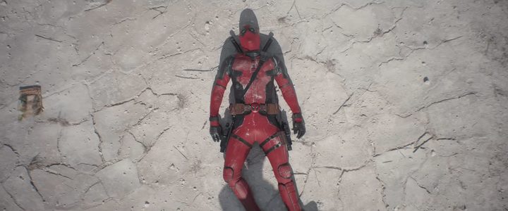 Deadpool lying on the ground in "Deadpool & Wolverine."