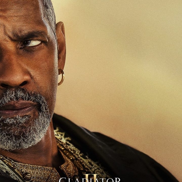 Denzel Washington as Macrinus on the poster for Gladiator II.