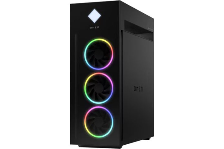 THe HP Omen 45L Gaming Desktop on a white background.