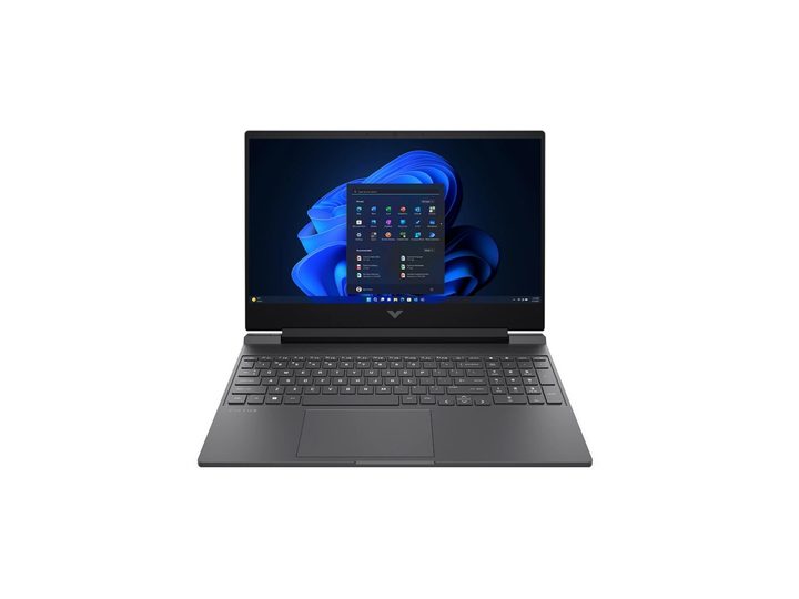 Front-view of an HP Victus gaming laptop on a white background.