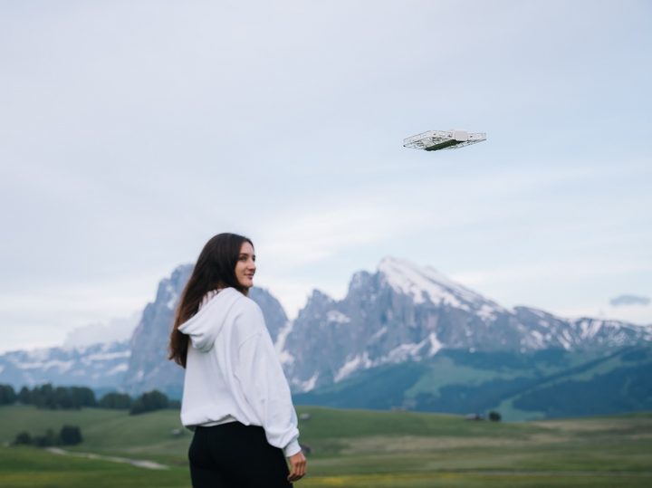 HoverAir X1 Drone following influencer and recording adventures
