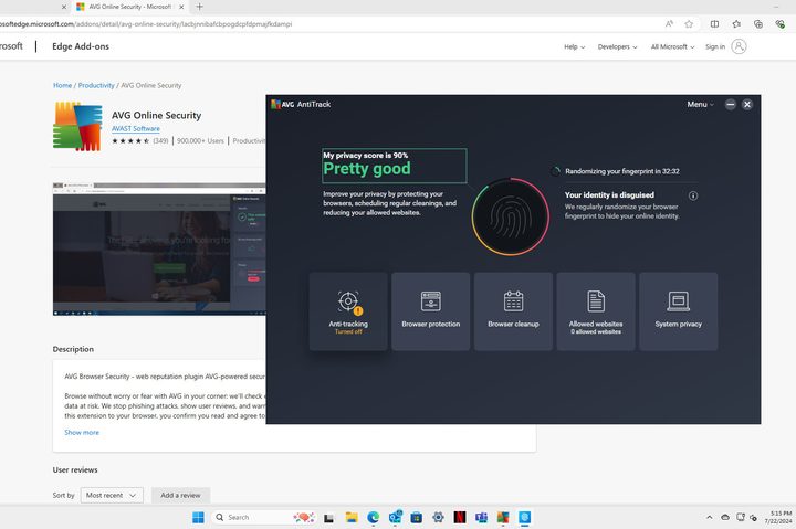 I had to switch off the AVG Ultimate's anti-tracking to access the internet and install the browser extension.