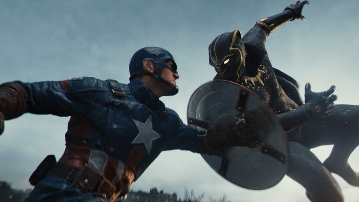 Captain America and Black Panther fighting one on one in Marvel 1943.