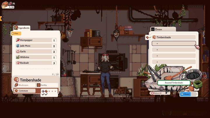 Cooking gameplay from Magical Delicacy.