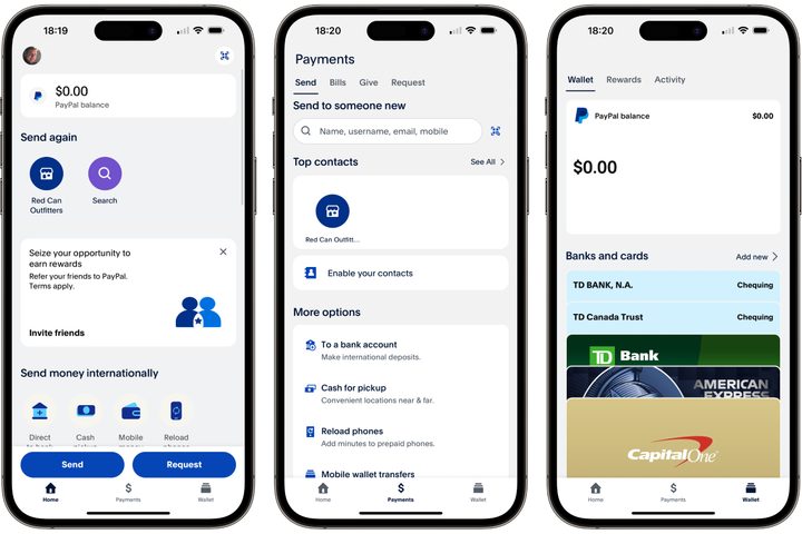 PayPal app on iPhone.