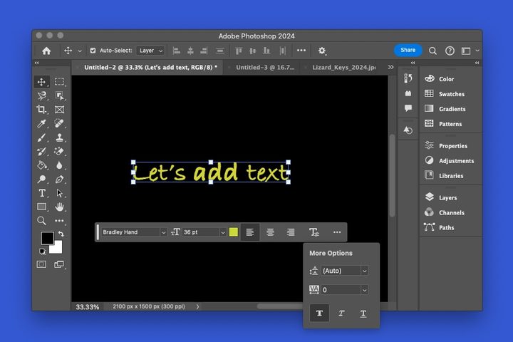 Formatted text in Photoshop.