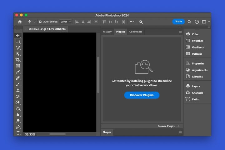 Photoshop panel for plugins.
