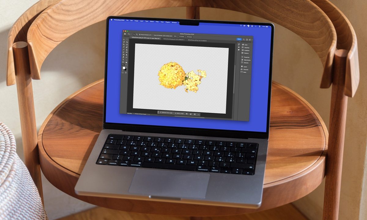 Background removed from an image in Photoshop on a MacBook.