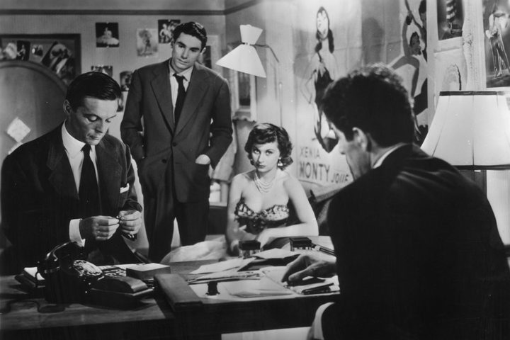 Pierre Grasset, Robert Hossein, Marcel Lupovici, and Magali Noël in Rififi (1955)