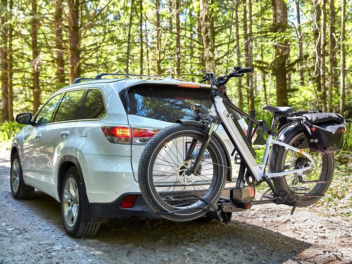 The Rad Power Bikes RadRover 6 Plus at the back of a vehicle.