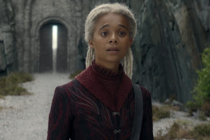 Rhaena stands near the Bloody Gate in House of the Dragon season 2.