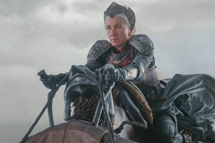Rhaenys rides Meleys in House of the Dragon season 2.