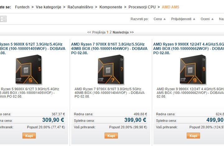 AMD Ryzen 9000 listed for sale at Funtech, a Slovenian retailer.