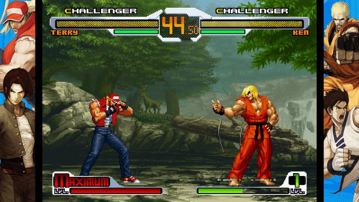 Terry Bogard and Ken face off in SNK vs. Capcom SVC Chaos.