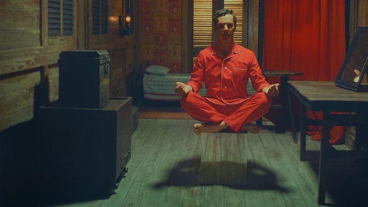A man floats in the air in The Wonderful World of Henry Sugar.