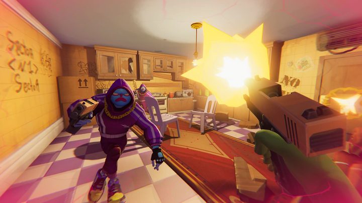 A character shoots enemies in Anger Foot.