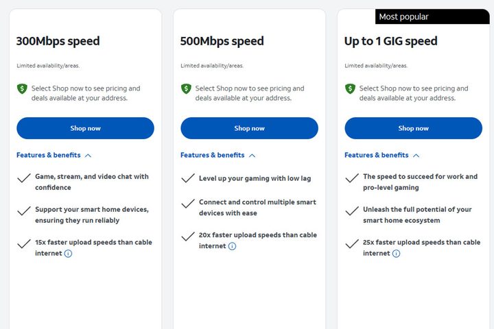 AT&T internet plans in 2024.