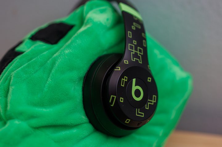 The special-edition Minecraft-themed Beats Solo 4 headphones.