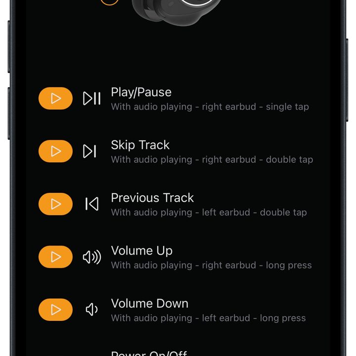 Cambridge Audio Melomania app for iOS: control descriptions.