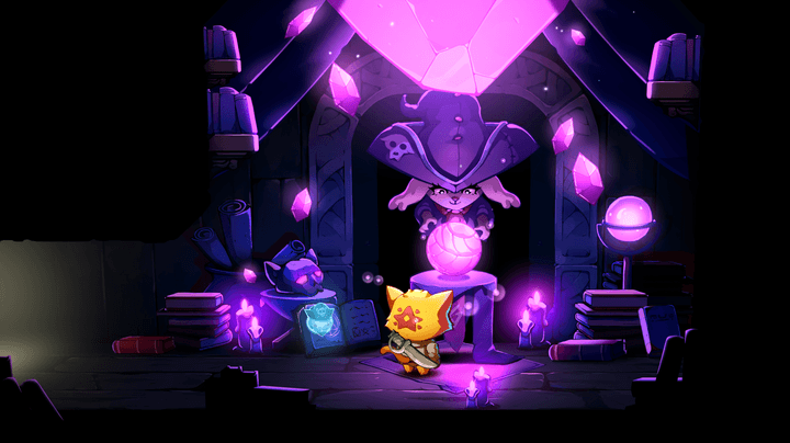 A cat talks to a mage in Cat Quest 3.