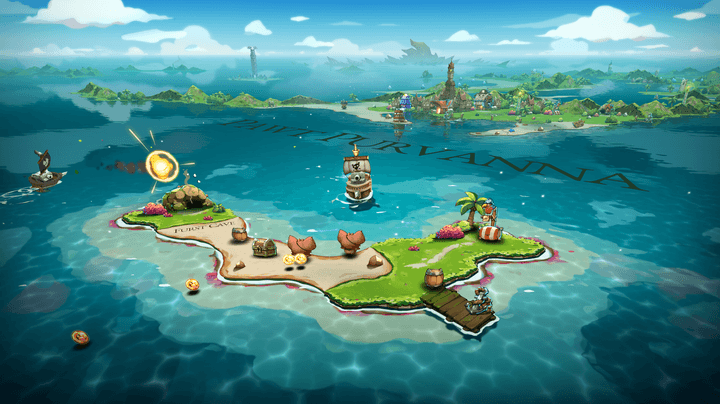 A ship sails on the ocean in Cat Quest 3.