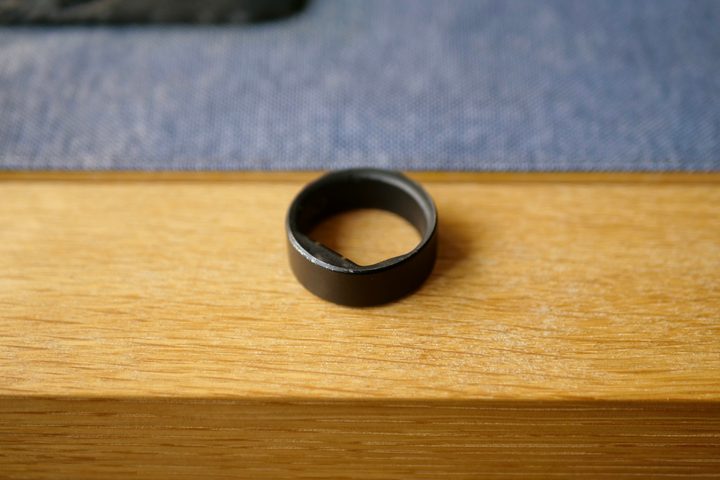 The edge of the Circular Ring Slim, showing scratches.