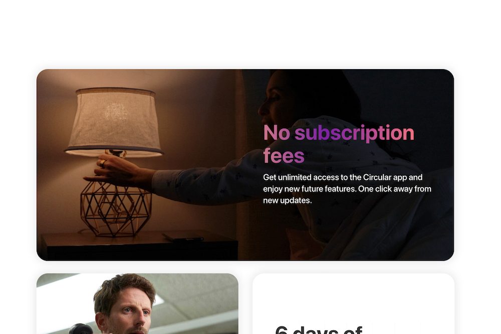 Screenshot from Circular's website with text indicating no subscription fees.