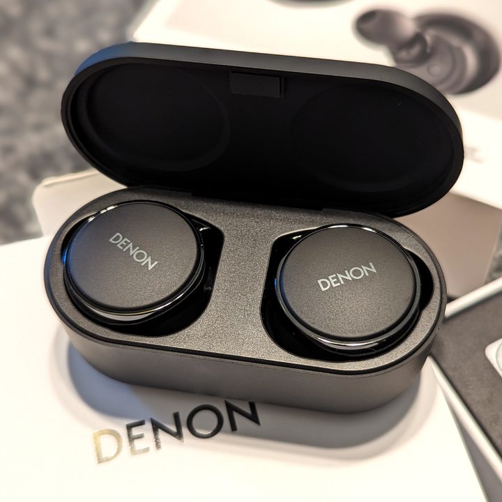 The Denon Perl Pro wireless earbuds.