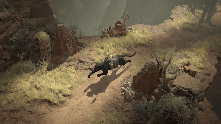 A Spiritborn rides a panther in Diablo 4.