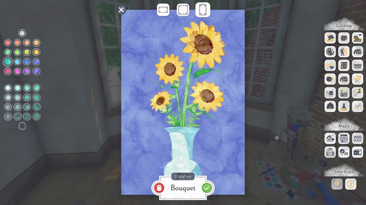 A painter paints sunflowers in Ete.