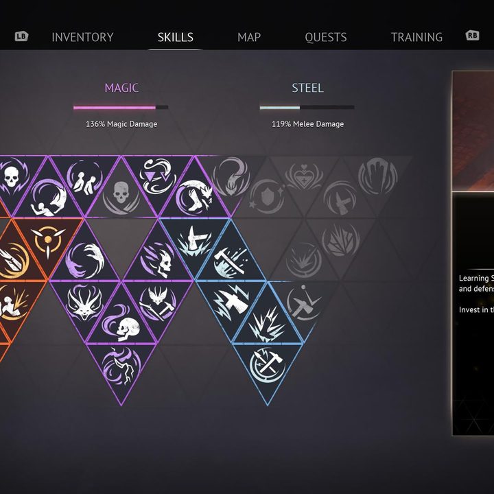 An image showing the skill tree panel in Flintlock: The Siege of Dawn.