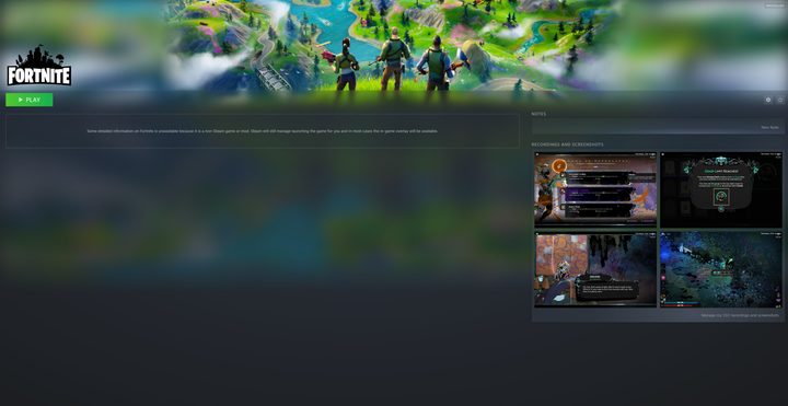 Fortnite in Steam with custom artwork.