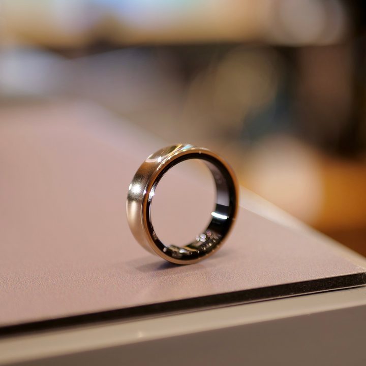 The gold Samsung Galaxy Ring.