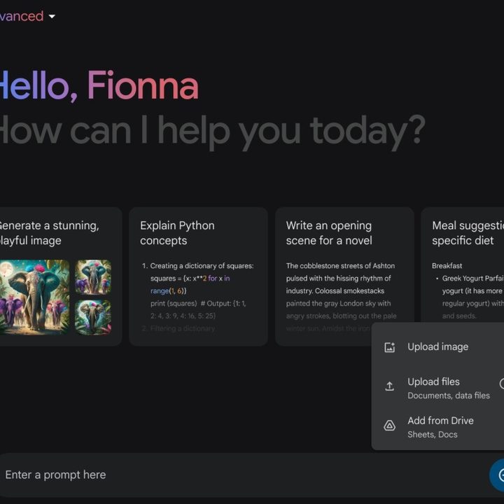 Upload files directly to Gemini Advanced
